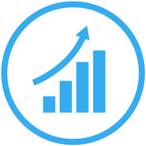 Improve icon with graphic of a graph and arrow going up